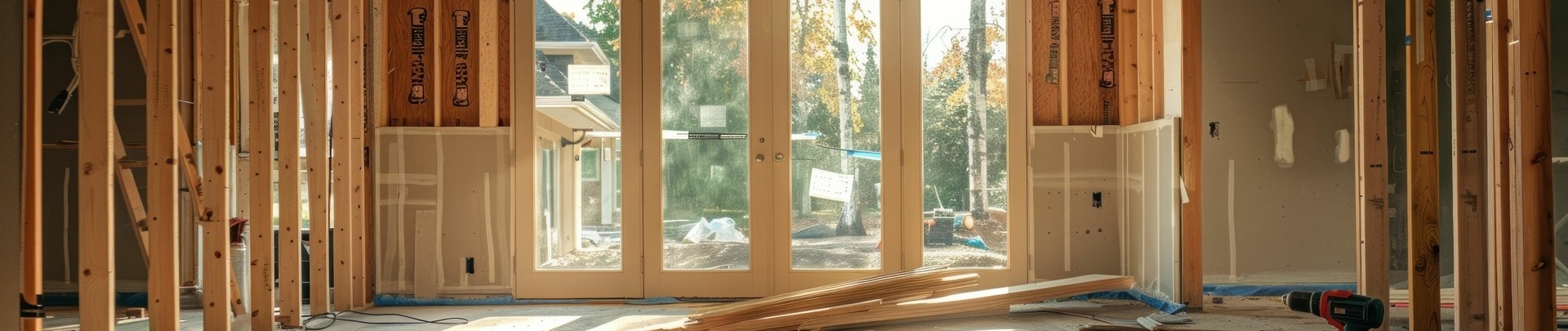 Kamerrenovatie met houten frame en raam op de achtergrond